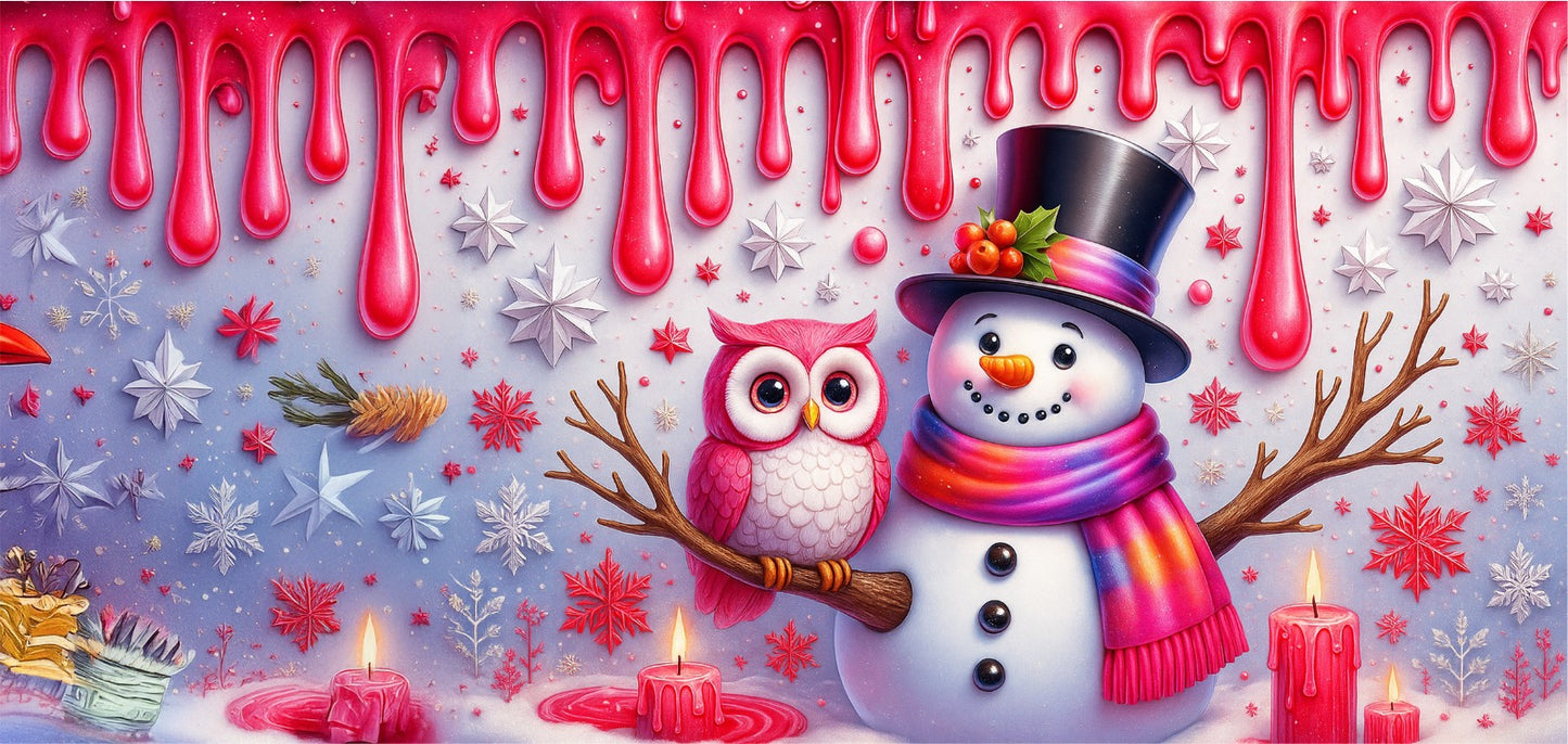 Tazza natalizia pupazzo di neve e gufetto intera