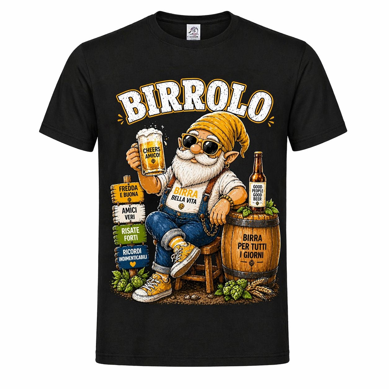 T-shirt Spiaggia Birrolo – Maglietta divertente 