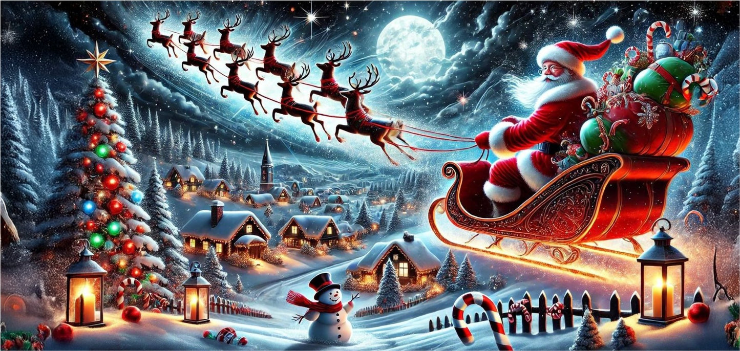 Tazza natalizia babbo natale a lavoro intera