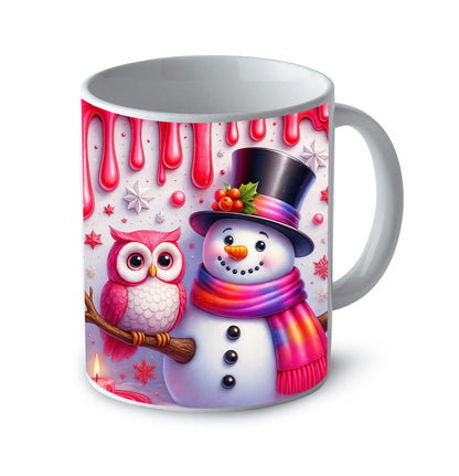 Tazza natalizia pupazzo di neve e gufetto