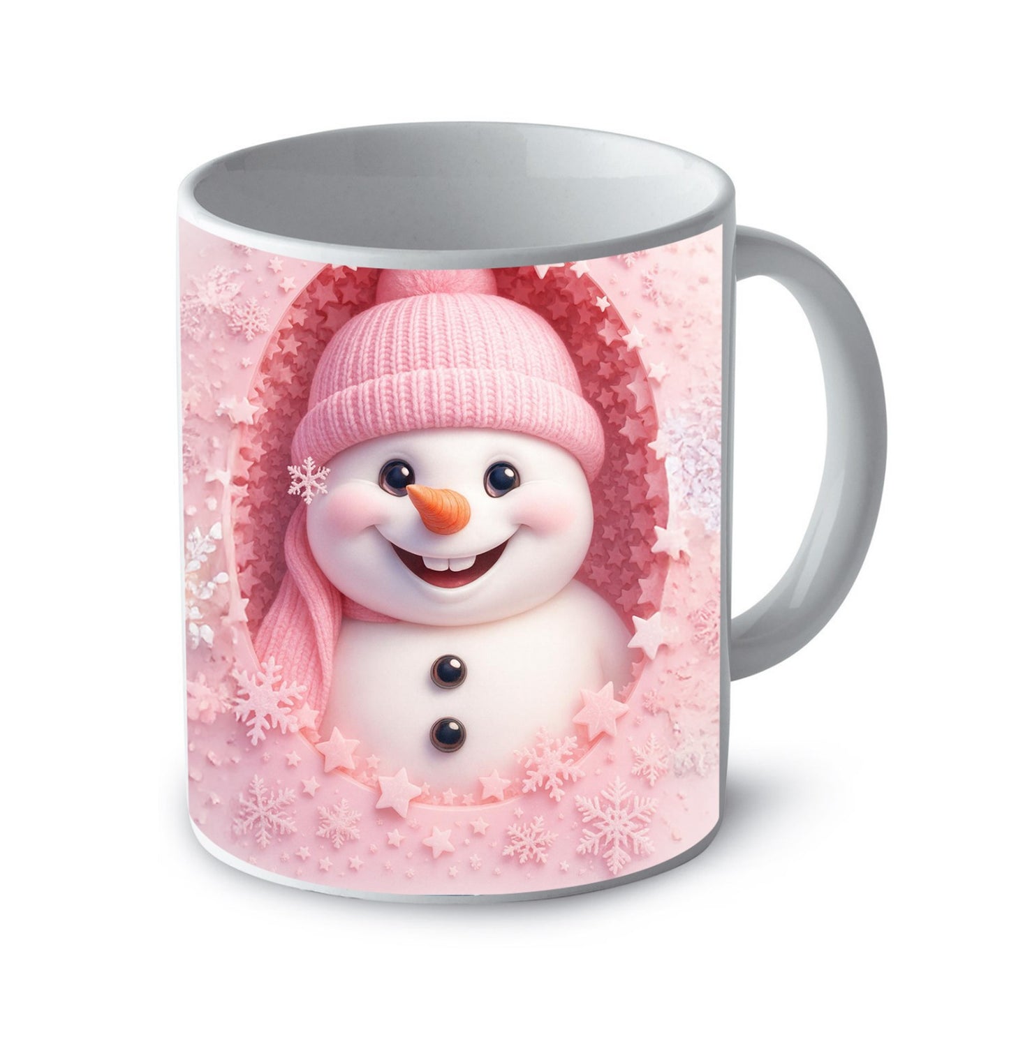 Tazza natalizia pupazzo di neve pink