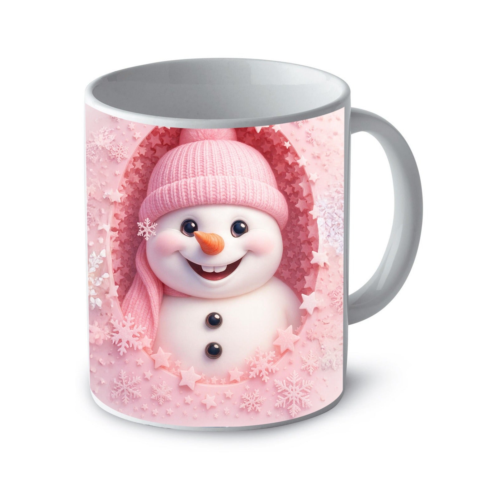 Tazza natalizia pupazzo di neve pink