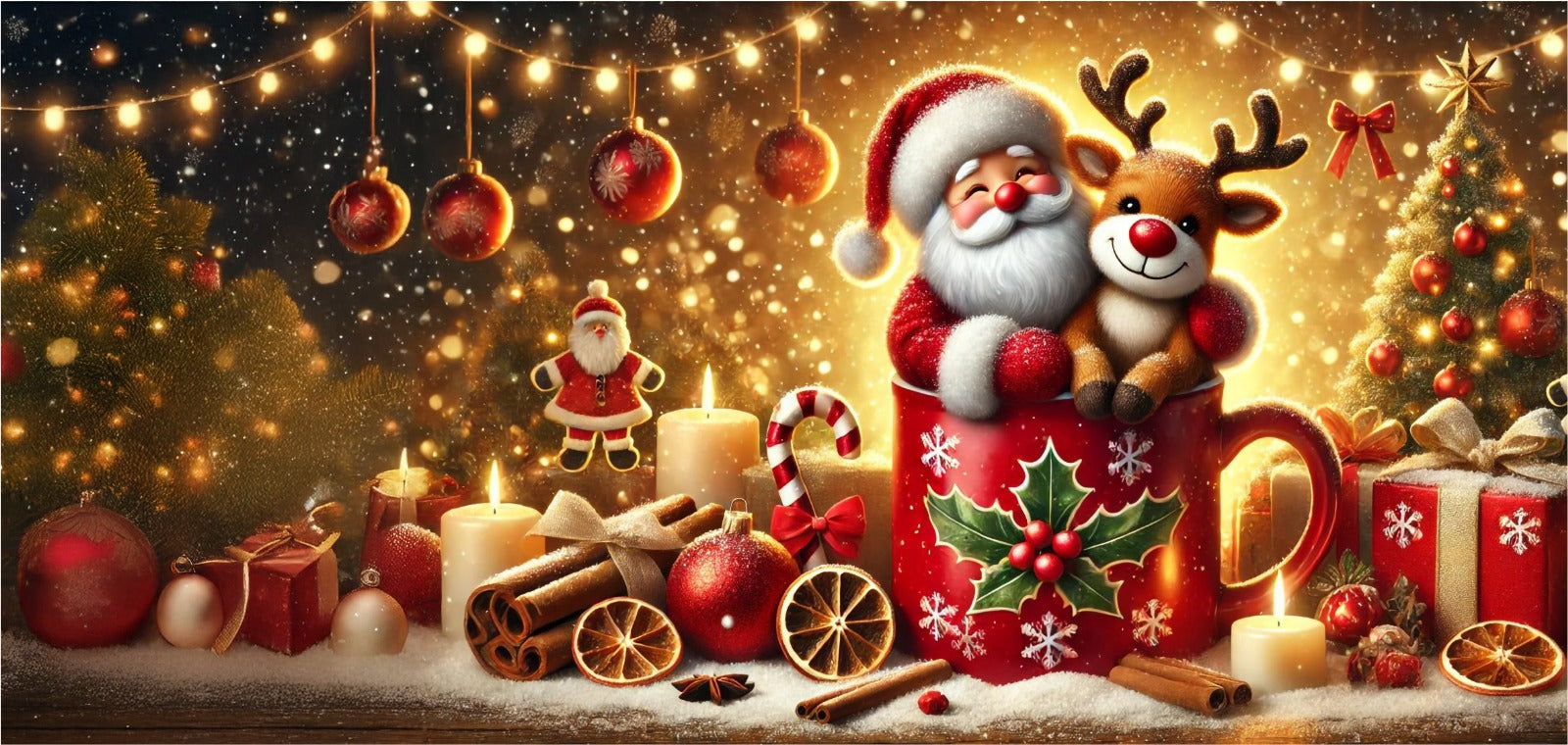 Tazza natalizia renna e babbo natale intera