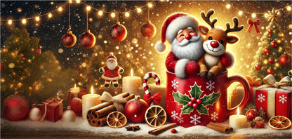 Tazza natalizia renna e babbo natale intera
