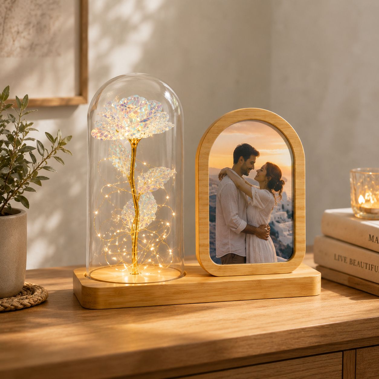 Lampada in bamboo - Rosa