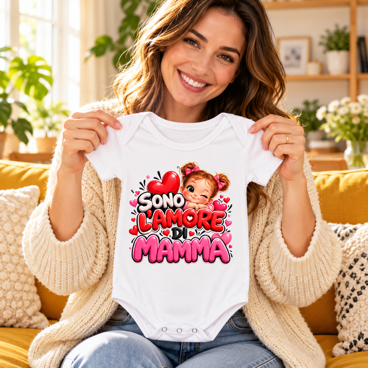 Body Sono l’amore di mamma – bimba – ambientazione illustrativa