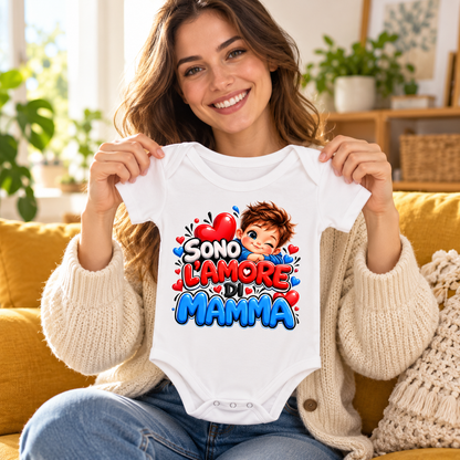 Body Sono l’amore di mamma – bimbo – ambientazione illustrativa
