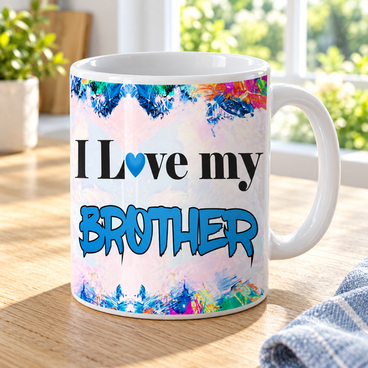 Tazza I love my brother — nuova ambientazione luminosa con grafica e scritte del modello