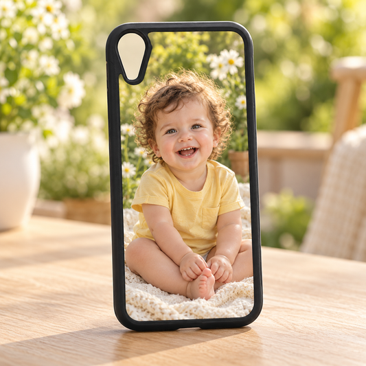 Cover iPhone XR – nuova ambientazione illustrativa con esempio di personalizzazione Manà Gadget