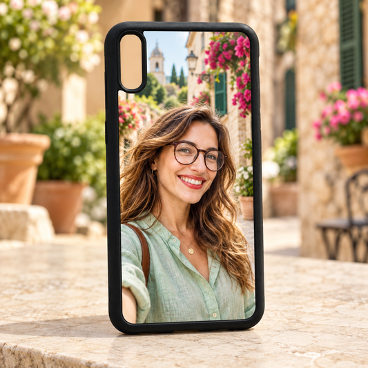 Cover Samsung A10 – nuova ambientazione illustrativa con esempio di personalizzazione Manà Gadget