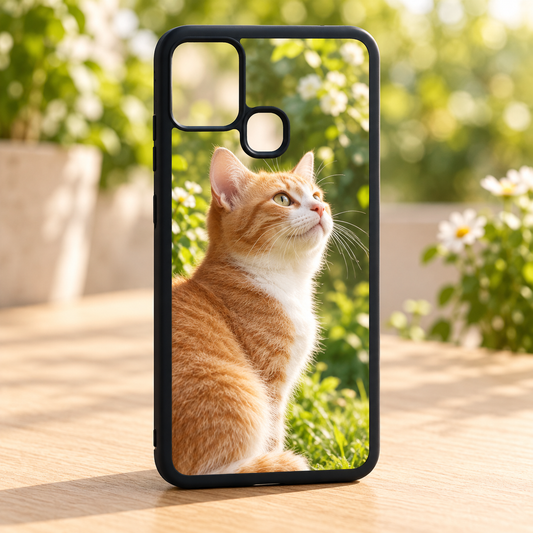 Cover Samsung A12 (5G) – nuova ambientazione illustrativa con esempio di personalizzazione Manà Gadget