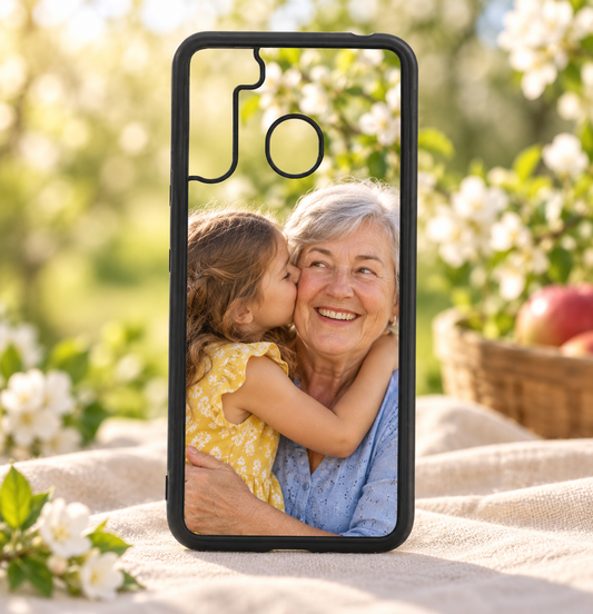 Cover Samsung A21S – nuova ambientazione illustrativa con esempio di personalizzazione Manà Gadget