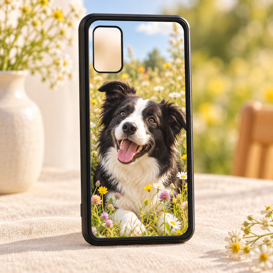 Cover Samsung A31 – nuova ambientazione illustrativa con esempio di personalizzazione Manà Gadget