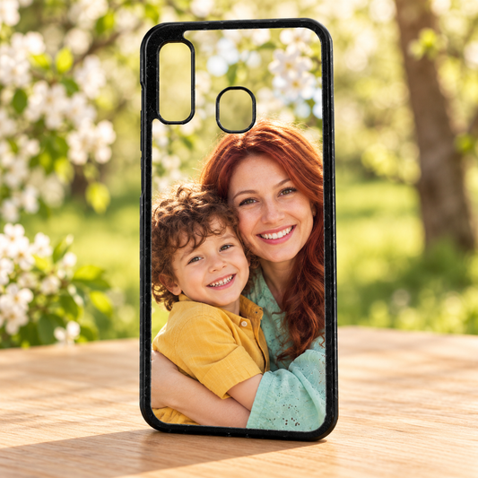 Cover Samsung A40 – nuova ambientazione illustrativa con esempio di personalizzazione Manà Gadget
