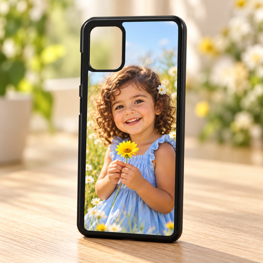 Cover Samsung A22 (5G) – nuova ambientazione illustrativa con esempio di personalizzazione Manà Gadget