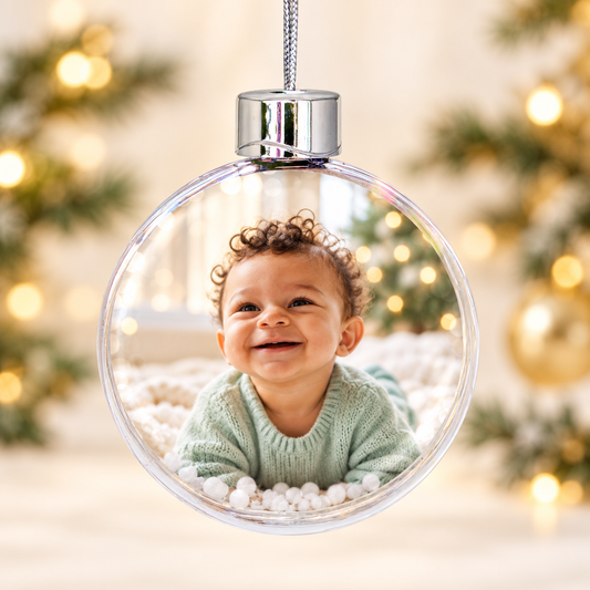 Palla di Natale trasparente – esempio illustrativo di personalizzazione