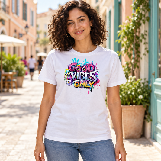 T-shirt ''Good vibes only'' – ambientazione illustrativa Manà Gadget