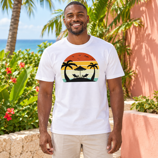 T-shirt ''Vintage palm beach'' – ambientazione illustrativa Manà Gadget