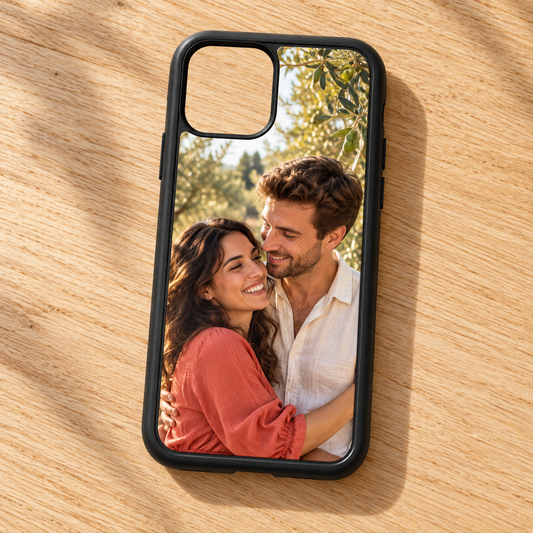 Cover iPhone 15 – nuova ambientazione illustrativa con esempio di personalizzazione Manà Gadget