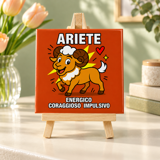 Mattonella con segno zodiacale - Ariete – ambientazione illustrativa Manà Gadget