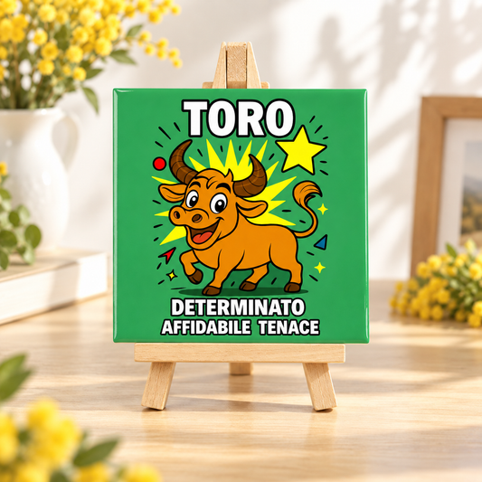 Mattonella con segno zodiacale - Toro – ambientazione illustrativa Manà Gadget