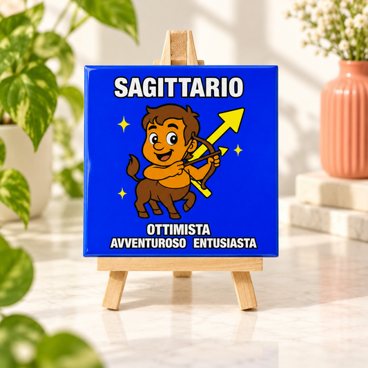 Mattonella con segno zodiacale - Sagittario – ambientazione illustrativa Manà Gadget