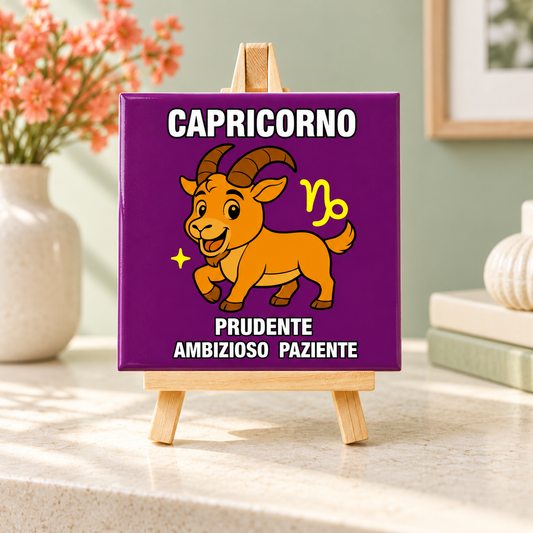 Mattonella con segno zodiacale - Capricorno – ambientazione illustrativa Manà Gadget