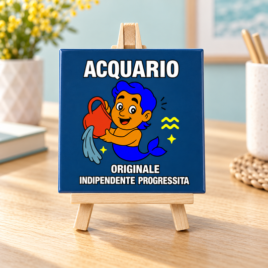 Mattonella con segno zodiacale - Acquario – ambientazione illustrativa Manà Gadget
