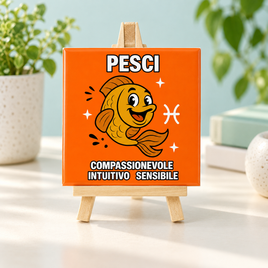 Mattonella con segno zodiacale - Pesci – ambientazione illustrativa Manà Gadget