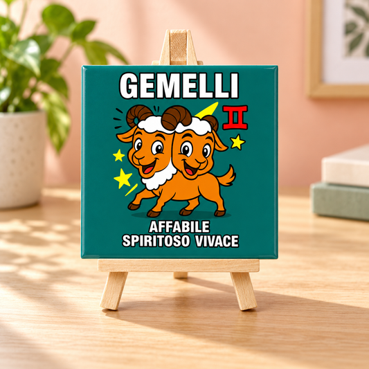 Mattonella con segno zodiacale - Gemelli – ambientazione illustrativa Manà Gadget