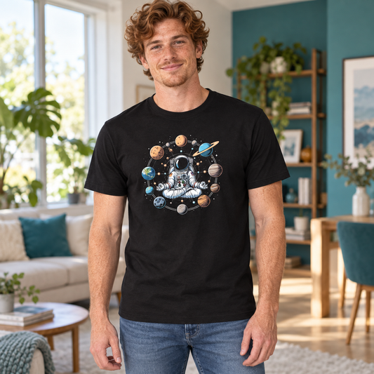 T-shirt ''Astronauta in meditazione'' – ambientazione illustrativa Manà Gadget