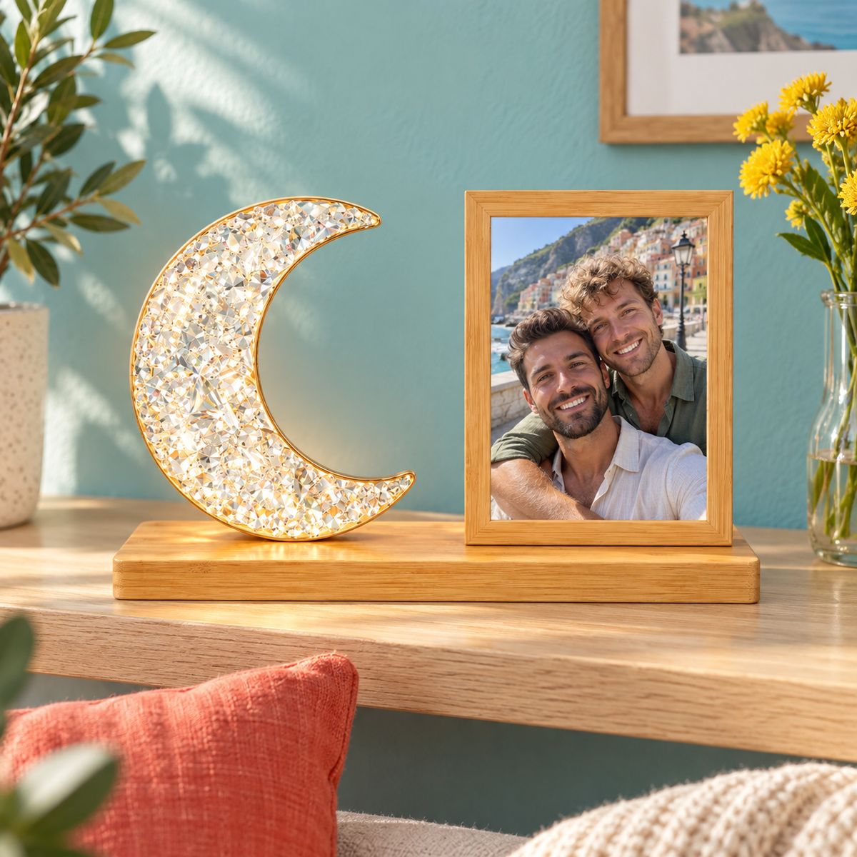 Lampada in bamboo - Luna – nuova ambientazione illustrativa Manà Gadget