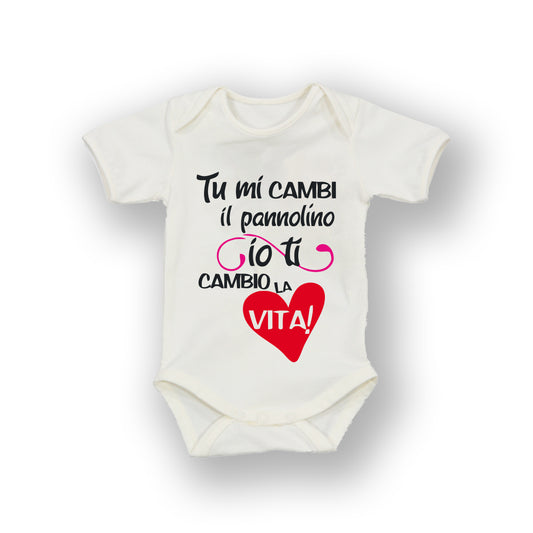 Body per neonata tu mi cambi il pannolino io ti cambio la vita